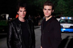 You see how tough Elena has it.  Choosing between these two must be such hell…or fun.  Ian Somerhalder as Damon, Paul Wesley as Stefan. Photo: Quantrell Colbert/The CW ©2009 The CW Network, LLC. All Rights Reserved.