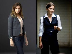 Katie Cassidy as Laurel Lance, Maggie Gyllenhaal as Rachel Dawes.