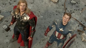 THOR (Chris Hemsworth) (L) and CAPTAIN AMERICA (Chris Evans) (R)