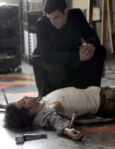 HEROES -- ".07 Percent" Episode 119 -- Pictured: (l-r) Santiago Cabrera as Isaac Mendez, Zachary Quinto as Sylar -- NBC Photo: Chris Haston