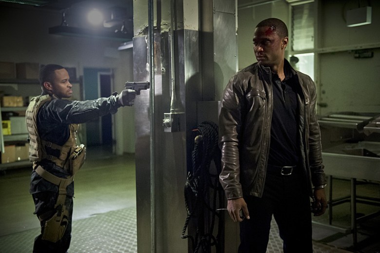 Arrow -- " Genesis" -- Image AR420a_0319b.jpg -- Pictured (L-R): Eugene Byrd as Andy Diggle and David Ramsey as John Diggle -- Photo: Diyah Pera/The CW -- ÃÂ© 2016 The CW Network, LLC. All Rights Reserved.